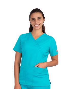 Chaqueta médica para enfermería modelo cruzado color turquesa marca XIMED